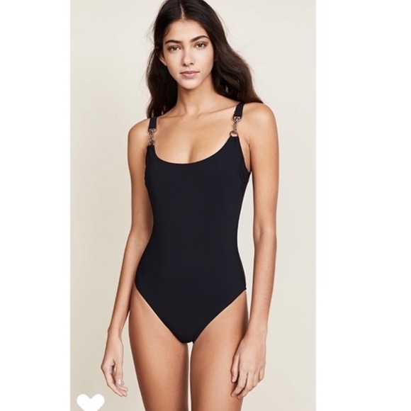 Tory Burch Clip Tank Swimsuit in Black. - Picture 1 of 7